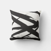 白黒抽象芸術モダンアートライン装飾 クッション (正面)