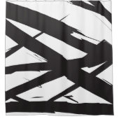 白黒抽象芸術モダンアートライン装飾 シャワーカーテン (正面)