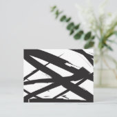 白黒抽象芸術モダンアートライン装飾 シーズンポストカード (スタンド正面)