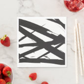 白黒抽象芸術モダンアートライン装飾 スタンダードランチョンナプキン (インサイチュ)