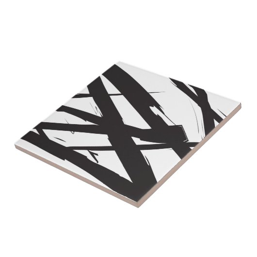 白黒抽象芸術モダンアートライン装飾 タイル (側面)