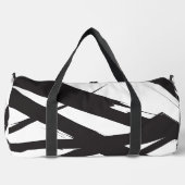 白黒抽象芸術モダンアートライン装飾 ダッフルバッグ (正面)