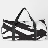 白黒抽象芸術モダンアートライン装飾 ダッフルバッグ (裏面)