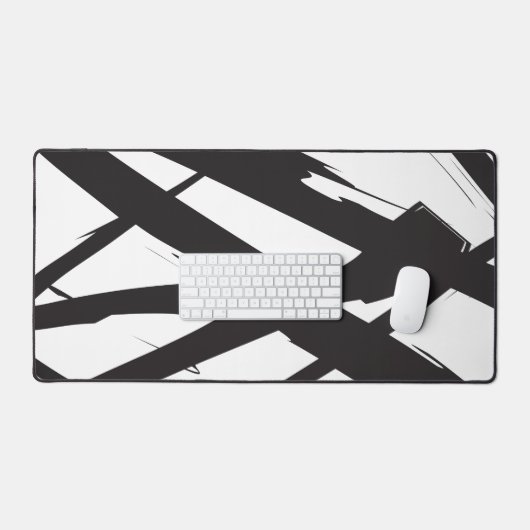 白黒抽象芸術モダンアートライン装飾 デスクマット (キーボード&マウス)