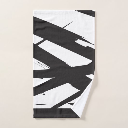 白黒抽象芸術モダンアートライン装飾 バスタオルセット (ハンドタオル)