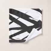 白黒抽象芸術モダンアートライン装飾 バスタオルセット (ウォッシュタオル)