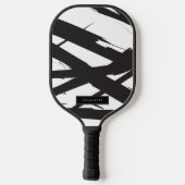 白黒抽象芸術モダンアートライン装飾 ピックルボールラケット (裏面)