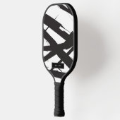 白黒抽象芸術モダンアートライン装飾 ピックルボールラケット (左)