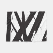 白黒抽象芸術モダンアートライン装飾 フリースブランケット (正面(横))