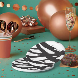 白黒抽象芸術モダンアートライン装飾 ペーパープレート