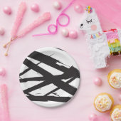 白黒抽象芸術モダンアートライン装飾 ペーパープレート (パーティー)