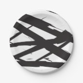 白黒抽象芸術モダンアートライン装飾 ペーパープレート (正面)