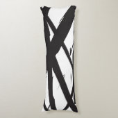 白黒抽象芸術モダンアートライン装飾 ボディピロー (正面縦)