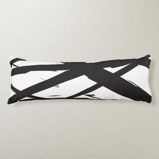 白黒抽象芸術モダンアートライン装飾 ボディピロー (正面)