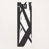 白黒抽象芸術モダンアートライン装飾 ヨガマット (正面)