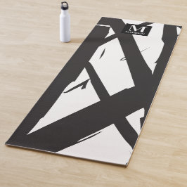 白黒抽象芸術モダンアートライン装飾 ヨガマット