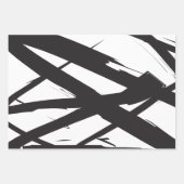 白黒抽象芸術モダンアートライン装飾 ラッピングペーパーシート (正面2)