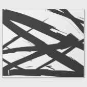 白黒抽象芸術モダンアートライン装飾 ラッピングペーパー (フラット)
