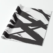 白黒抽象芸術モダンアートライン装飾 ラッピングペーパー (アンロールド)