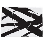 白黒抽象芸術モダンアートライン装飾 ラージペーパーバッグ (裏面)