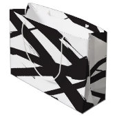白黒抽象芸術モダンアートライン装飾 ラージペーパーバッグ (裏面アングル)