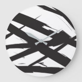 白黒抽象芸術モダンアートライン装飾 ラージ壁時計 (正面)
