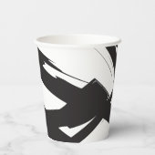 白黒抽象芸術モダンアートライン装飾 紙コップ (裏面)