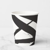 白黒抽象芸術モダンアートライン装飾 紙コップ (正面)