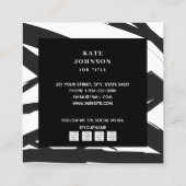 白黒抽象芸術モダンアートラインQRコード スクエア名刺 (裏面)