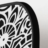 白黒抽象芸術モダンフローラハワイアン ピックルボールラケット (左詳細)