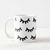 白黒抽象芸術モダン可愛い目のパターン コーヒーマグカップ (左)