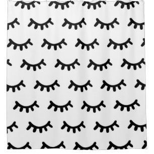 白黒抽象芸術モダン可愛い目のパターン シャワーカーテン