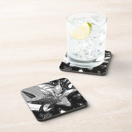 白黒抽象芸術モダン形 コースター (右側)