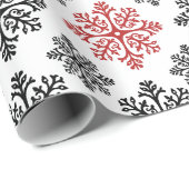 白黒抽象芸術モダン雪片パターン ラッピングペーパー (ロールコーナー)