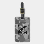 白黒抽象芸術モノグラム ラゲッジタグ (正面縦)