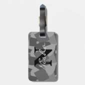 白黒抽象芸術モノグラム ラゲッジタグ (裏面縦)