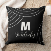 白黒抽象芸術モノグラモダンムイニシャル クッション (ブランケット)