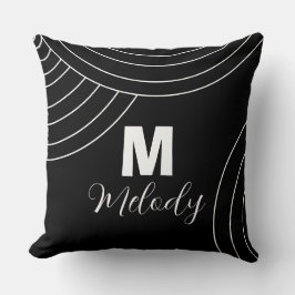 白黒抽象芸術モノグラモダンムイニシャル クッション