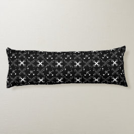 白黒抽象芸術ユニーク花柄 ボディピロー