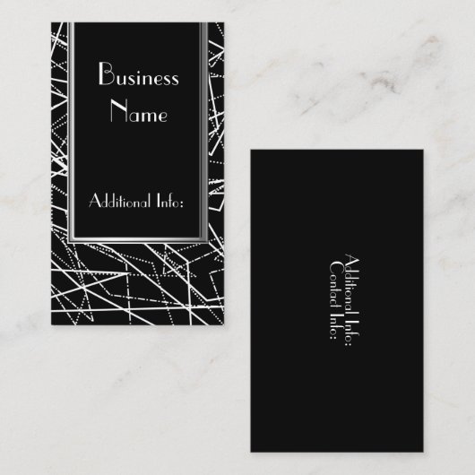 白黒抽象芸術ライン名刺2 名刺 (正面/裏面)