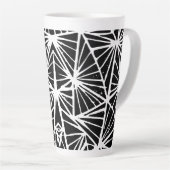 白黒抽象芸術三角形Lino Cut カフェラテマグ (右アングル)