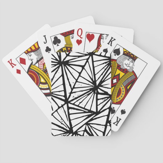 白黒抽象芸術三角形Lino Cut トランプ (裏面)