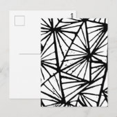 白黒抽象芸術三角形Lino Cut ポストカード (正面/裏面)