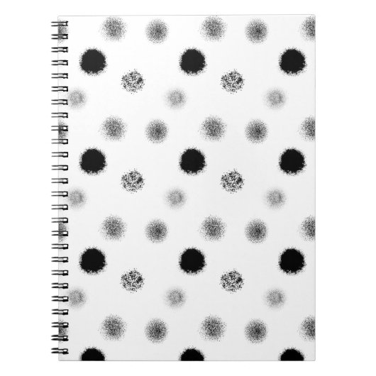 白黒抽象芸術円パターンノートブック ノートブック (正面)