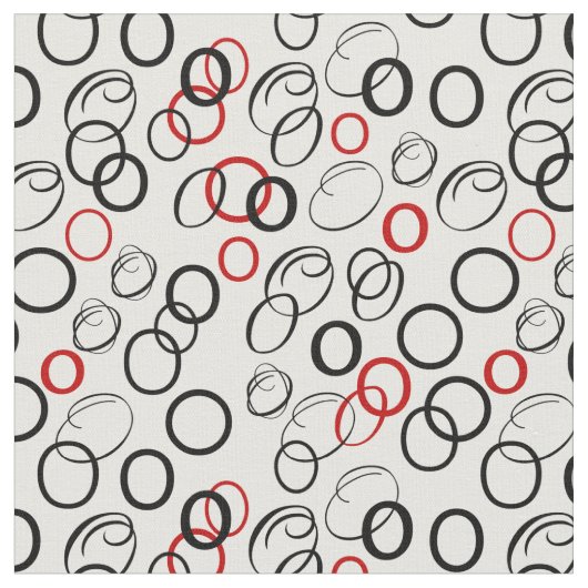 白黒抽象芸術円パターン ファブリック (クローズアップ)