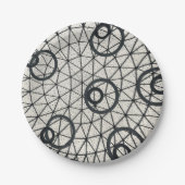 白黒抽象芸術円パターン ペーパープレート (正面)