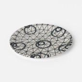 白黒抽象芸術円パターン ペーパープレート (アングル)