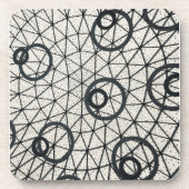 白黒抽象芸術円 コースター (正面)