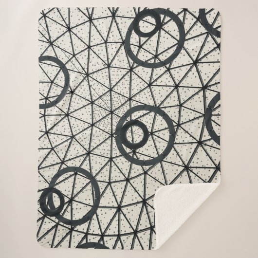 白黒抽象芸術円 シェルパブランケット (正面)