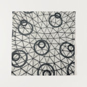 白黒抽象芸術円 タペストリー (正面(横))